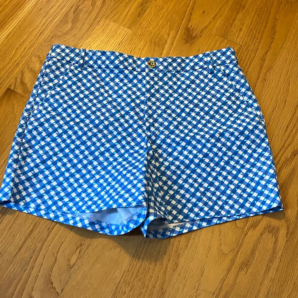 Lilly Pulitzer 5" Gretchen High Rise Short Boca blue double checking size 12 NWT